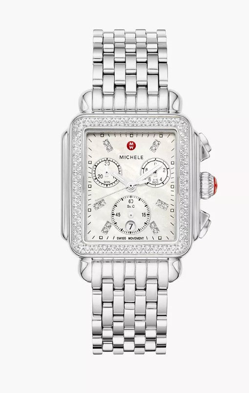 Michele Deco Stainless Diamond Swiss Chronograph White dial Stainless steel Watch MWW06A000775