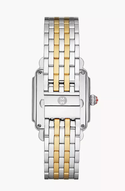 Michele Deco Mid Two-Tone Diamond Swiss Two Hand White Dial Stainless Steel Watch MWW06V000042