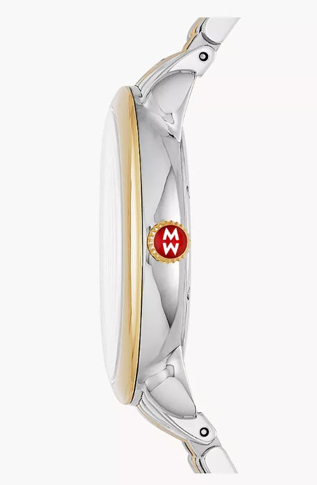Michele Serein Mid Two-Tone 18K Gold Diamond Silver Dial Stainless Steel Watch MWW21B000148