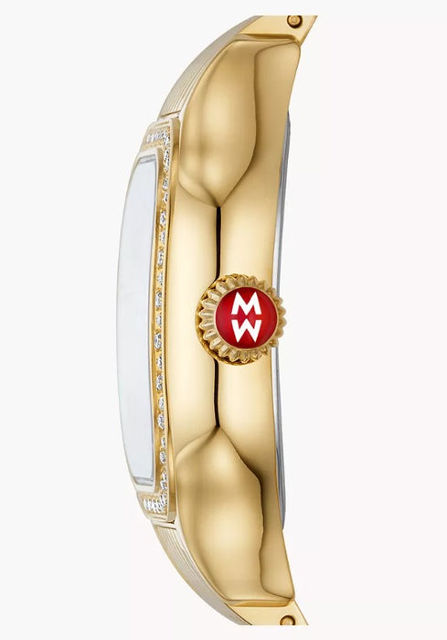 Michele Meggie Gold Diamond Swiss Quartz White Dial Stainless Steel Watch MWW33B000003