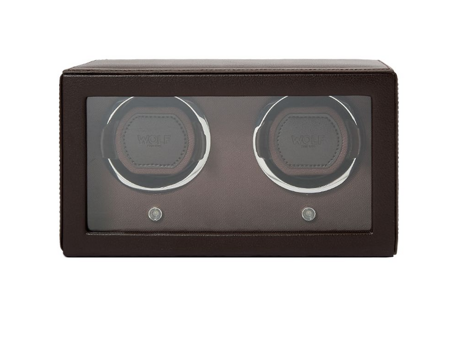 Wolf Cub Double Watch Winder With Brown Vegan Leather Cover 461206