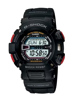 Casio G-Shock Digital Master of G-Land MudMan Dual Illuminator Black Resin Band Round Men's Watch G9000-1V