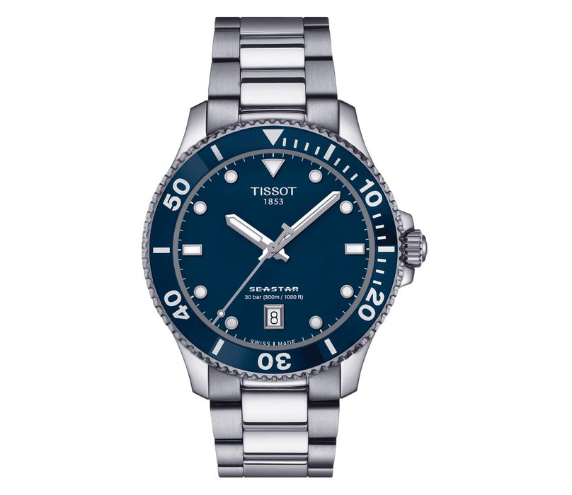 Tissot Seastar 1000 40mm Blue Dial Grey Strap Men's Watch T1204101104100