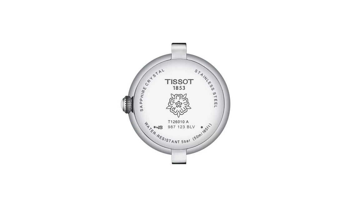 Tissot Bellissima Small Lady Stainless Steel Case Blue Mother-of-Pearl Dial Grey Strap Lady Watch T1260101113300
