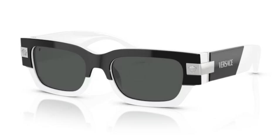 Versace VE4465F 545987 Black-White/Dark Grey Rectangular Women's Sunglasses