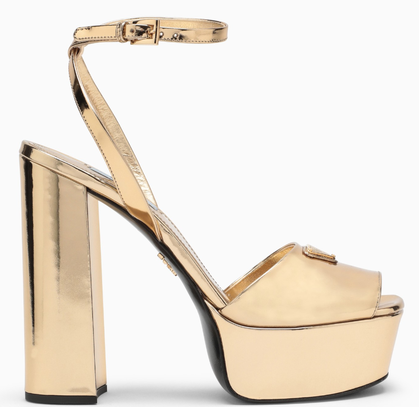 Prada Metallic Gold Leather Women's Platform Sandals 3AU11XP48B F0522