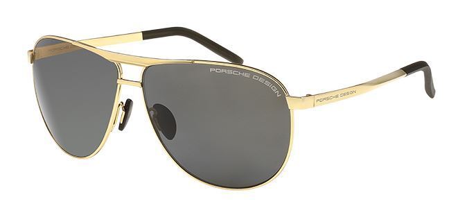 NEW Porsche Design P 8642 B Gold/Gray Polarized Sunglasses