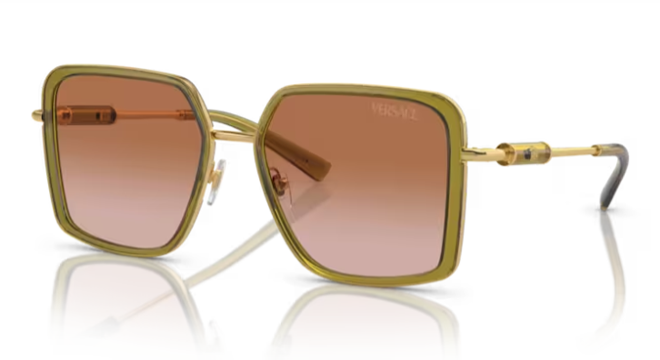 Versace VE2261 150913 Green/ Brown Rectangle Women's Sunglasses