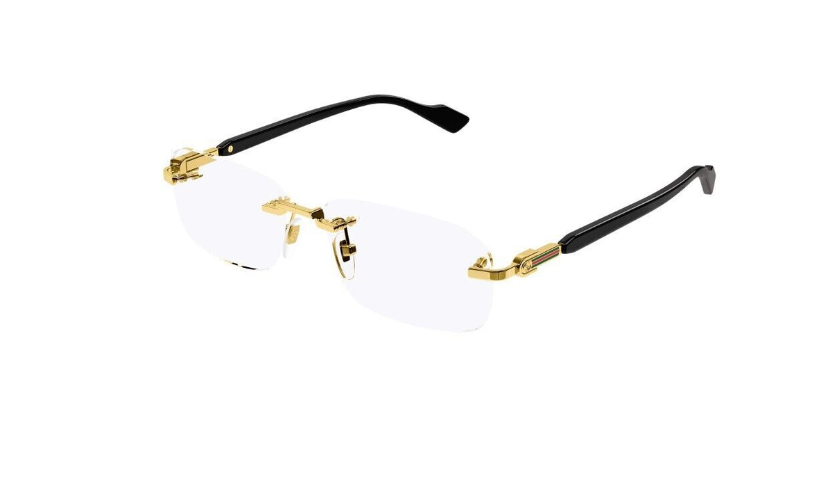 Gucci GG1221O 001 Gold-Black Rectangular Narrow Rimless Men's Eyeglasses