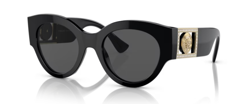 Versace 0VE4438BF GB1/87 Black / Dark grey Round Women's Sunglasses
