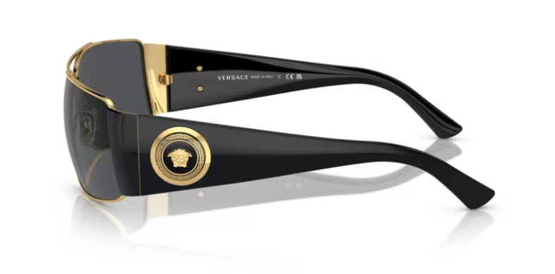 Versace 0VE2163 100287 Gold/Dark Grey 63mm Rectangular Men's Sunglasses