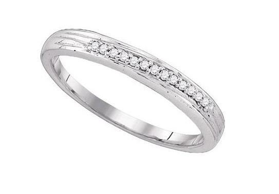 10kt White Gold Diamond Womens Simple 2mm Wedding Band Ring 1/6 Cttw
