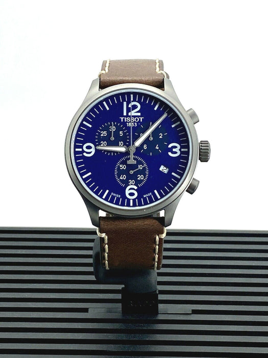 Tissot Chrono XL Blue Dial Brown Leather Men's Watch T1166173604700