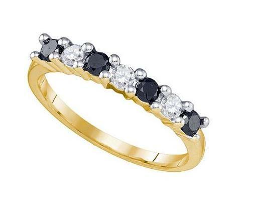 10kt Yellow Gold Black Diamond Womens Wedding Anniversary Ring 1/2 Cttw