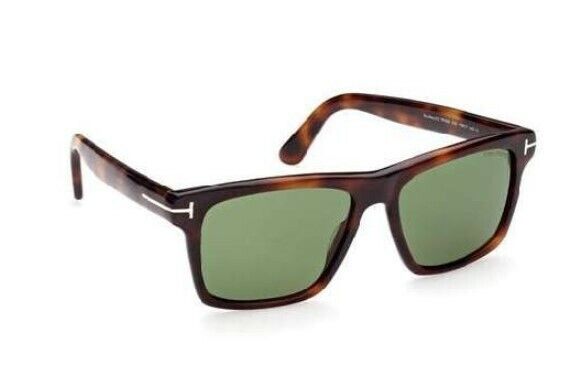Tom Ford FT0906 Buckley 02 53N Shiny Medium Blonde Havana/Green Men's Sunglasses