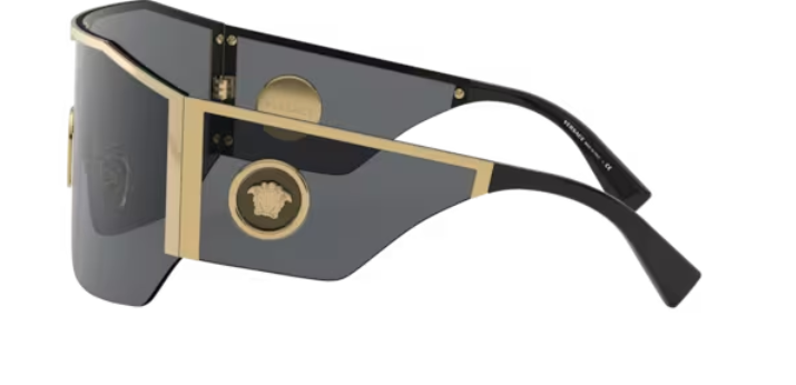 Versace 0VE2220 100287 Gold/Dark Grey 41mm Oversized Men's Sunglasses
