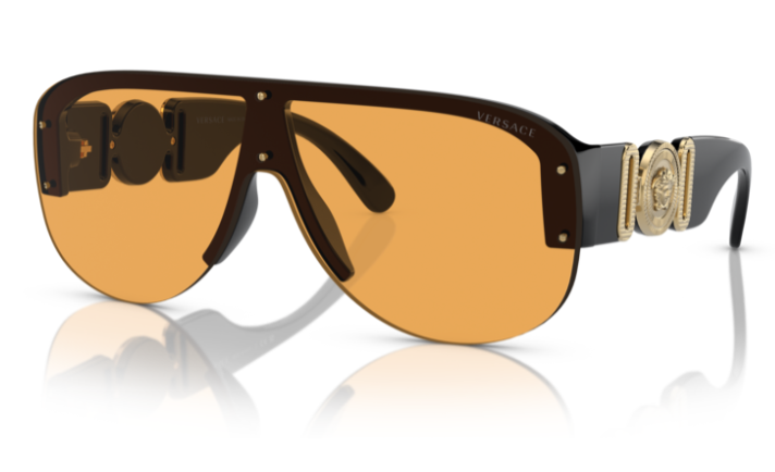 Versace 0VE4391 GB1/7 Black/Orange 48mm Oval Men's Sunglasses