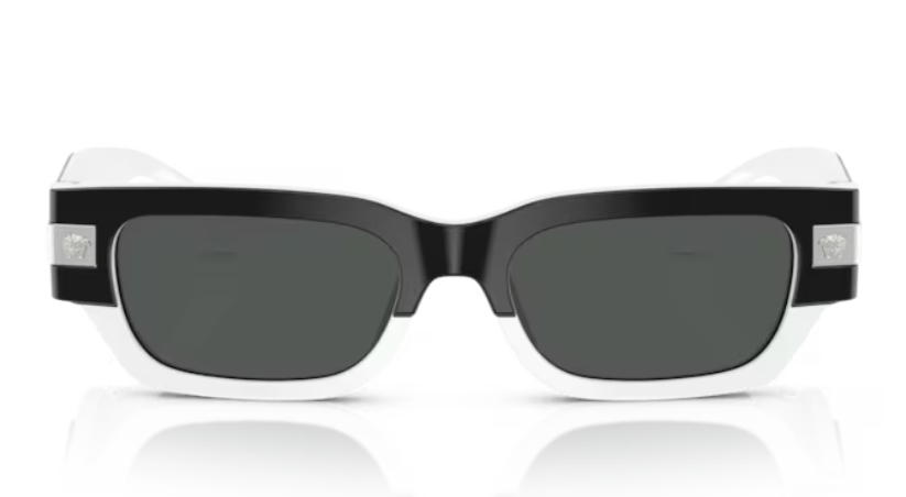 Versace VE4465F 545987 Black-White/Dark Grey Rectangular Women's Sunglasses