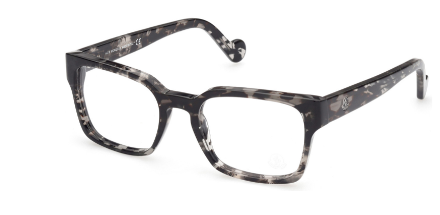 Moncler ML 5085 055 Gray Black Havana Rectangular Men's Eyeglasses