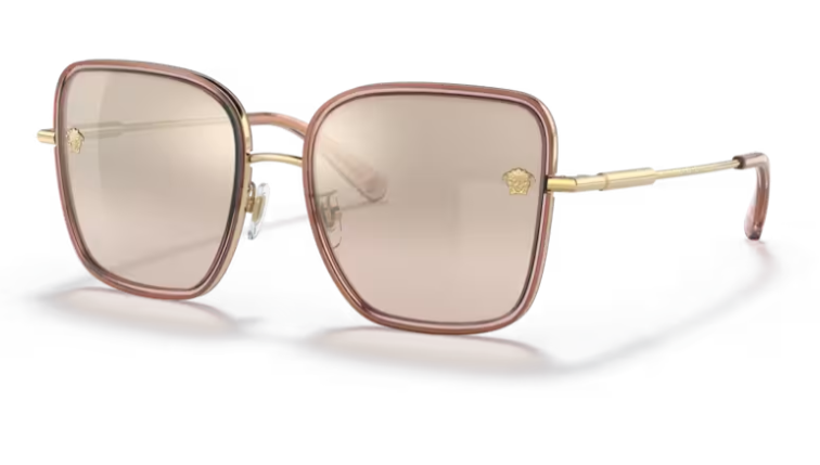 Versace 0VE2247D 14837ITransparent pink/Light brown Square Women's Sunglasses