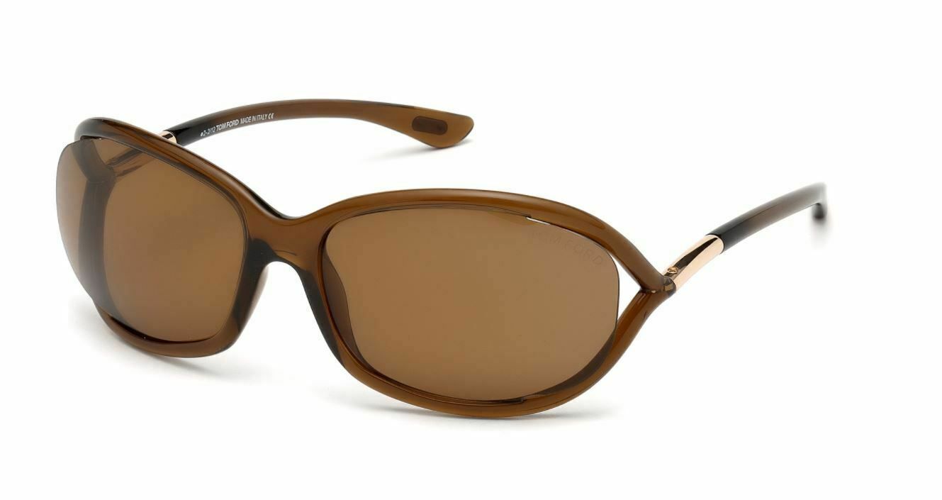 New Tom Ford FT 0008 Jennifer 48H Shiny Dark Brown Polarized Sunglasses