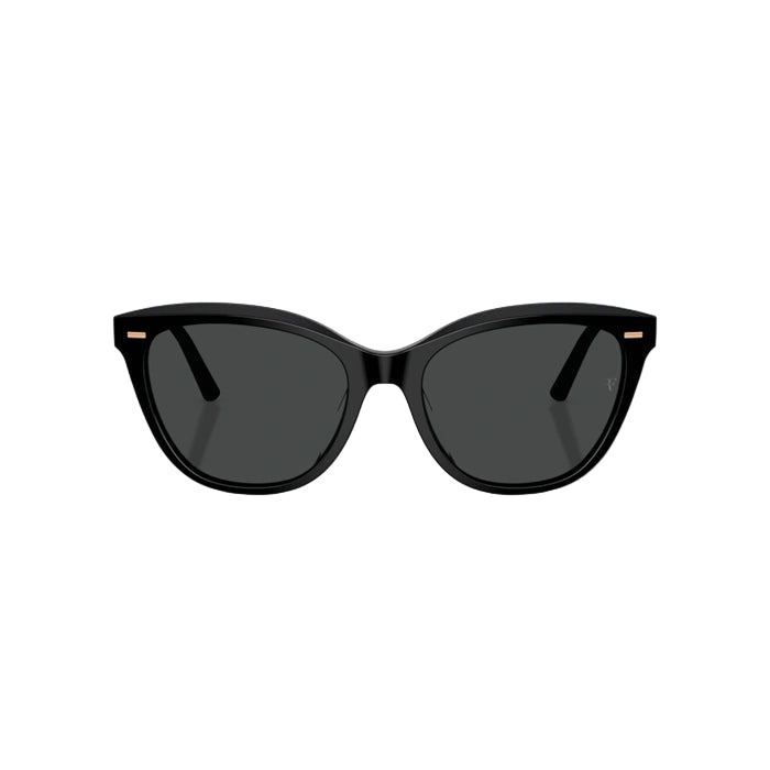0OV5597SU Black cat-eye sunglasses with dark lenses on a white background 6