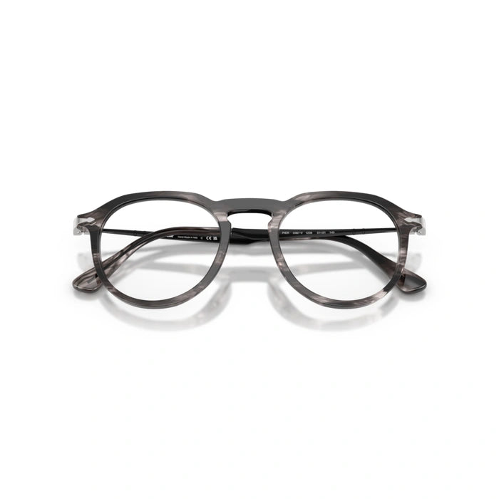 Persol 0PO3387V Pier 1238 - Striped Black & Grey Unisex Eyeglasses 51 (XL) 1