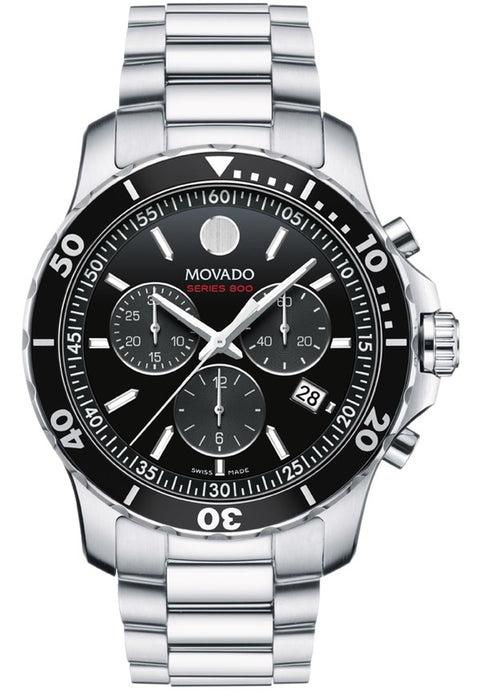 Movado Series 800 Black Chronograph Dial 42mm Men's Watch 2600142.