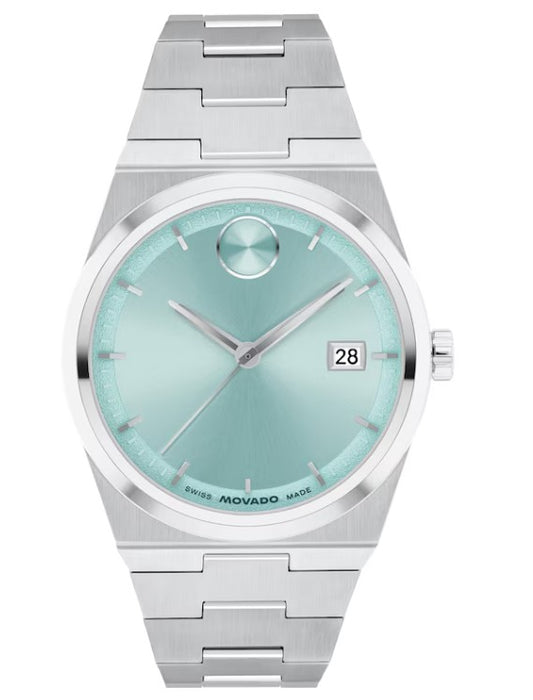 Movado Bold Quest  Seafoam Blue Sunray Dial Stainless Steel 35mm Watch 3601186.