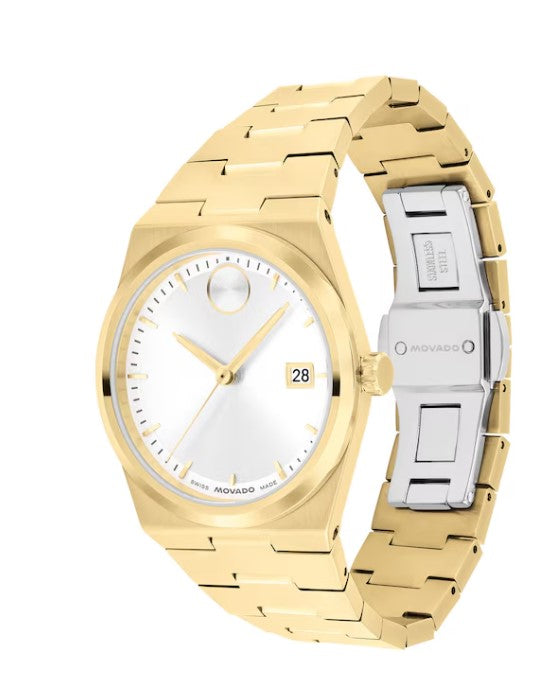 Movado Bold Quest White Dial Gold Bracelet 35mm Women's Watch 3601187