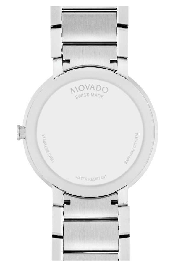 Movado Sapphire Sleek Silver Dial 39mm Mens Watch 0607178