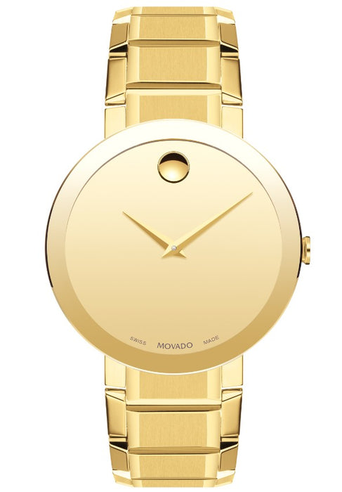 Movado Sapphire Gold toned Museum Dial 39mm Mens Watch 0607180