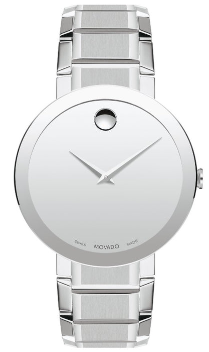 Movado Sapphire Sleek Silver Dial 39mm Mens Watch 0607178