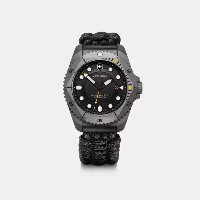 Victorinox Dive Pro Quartz Black Matt Dial With Paracord Strap Men's Watch 241993.1