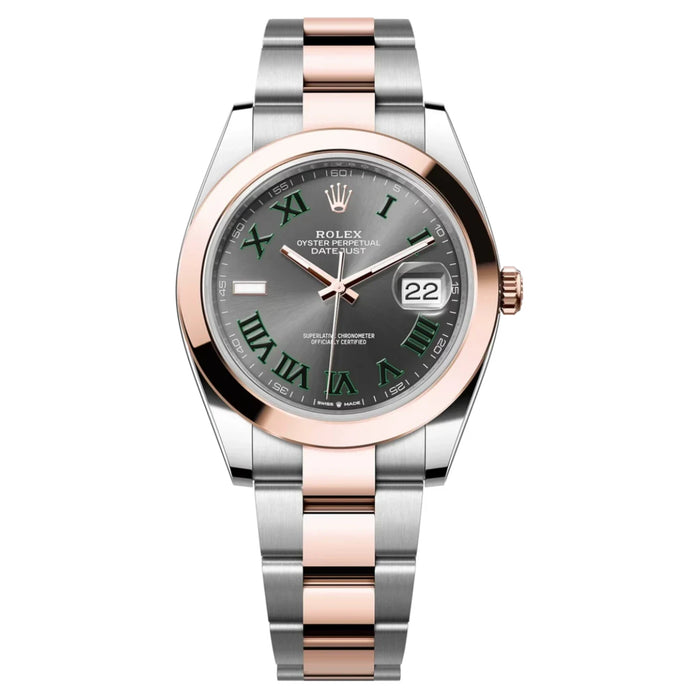 Rolex Datejust 41mm Two-Tone Everose Gold Smooth Bezel Wimbledon Dial Oyster New 2025 - 126301