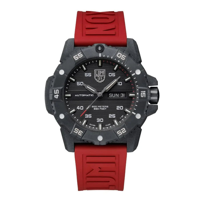 Luminox Master Carbon SEAL Automatic 45mm Black Dial With Red Strap Dive Men's Watch XS.3875
