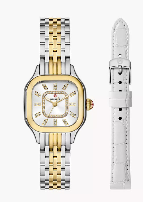 Michele Meggie Two-Tone 18K Gold-Plated Diamond Dial Watch Gift Set MWW33B001SET