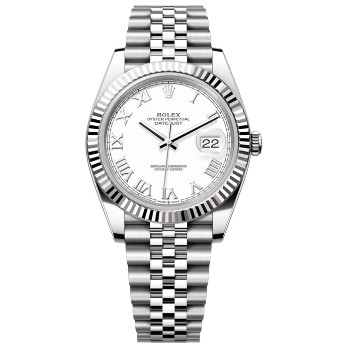 Rolex Datejust 41mm Fluted Bezel White Roman Dial Jubilee New 2025 - 126334