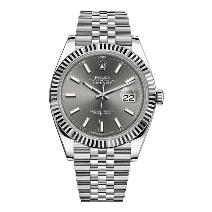 Rolex 41mm Fluted Bezel Grey/Slate Index Dial Jubilee New 2025- 126334