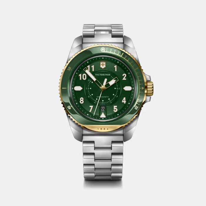 Victorinox Journey 1884 Grainy Green Dial With Gold Rotating Bezel  Men's Watch 242012