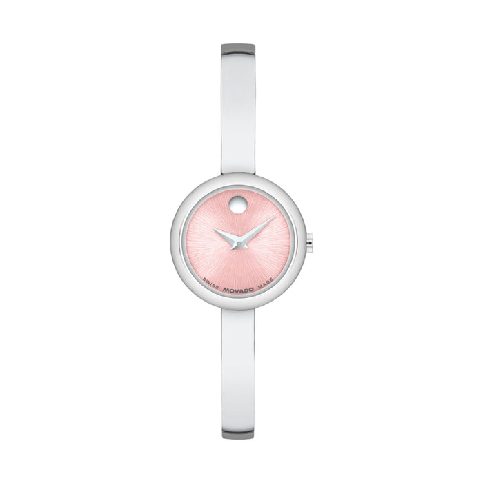 Movado Museum Bangle Blush Color Dial Stainless Steel Women's Watch 0608062
