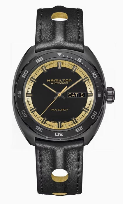 Hamilton American Classic Pan Europ Black And Gold Dial Men's Watch H35425730