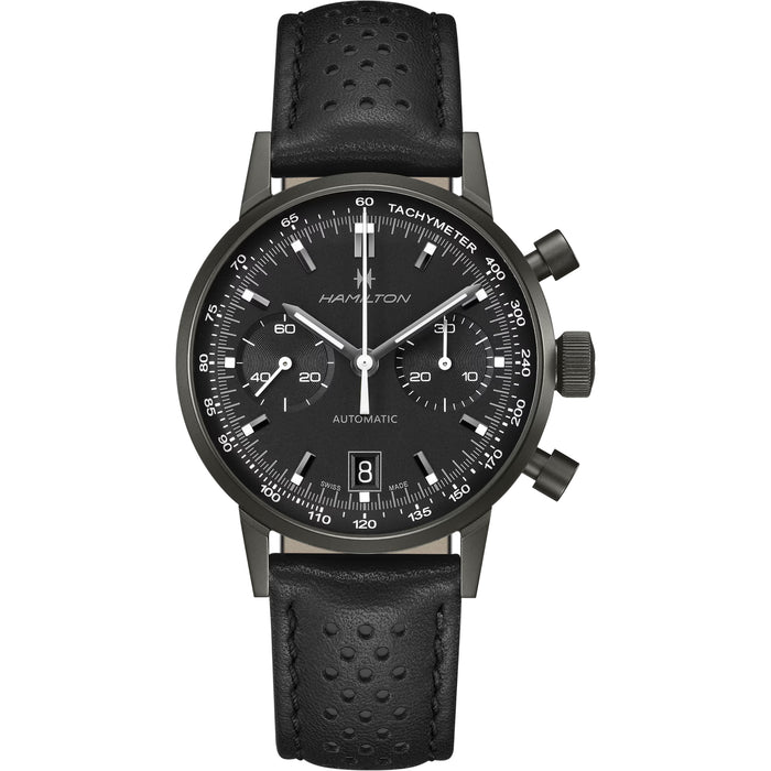 Hamilton American Classic Intra-Matic Auto Chrono Black leather Men's Watch H38446730