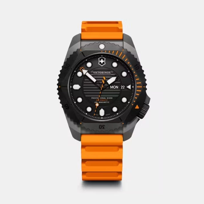 Victorinox Dive Pro Automatic Matt Black Dial With Orange Rubber Strap Men's Watch 241996