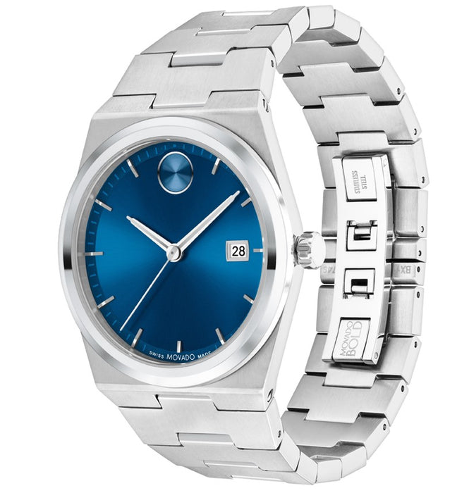 Movado Bold Quest Blue Sunray Dial Signature Dot Marker 3601221