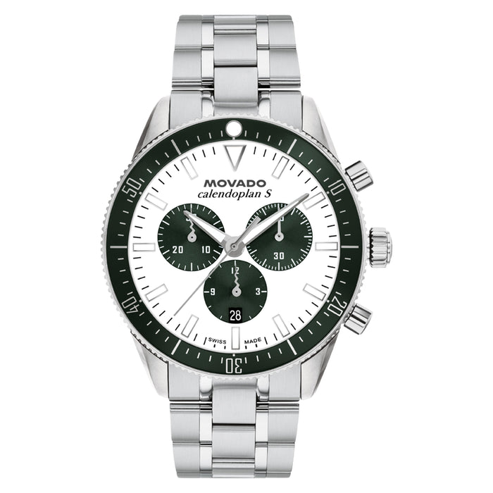 Movado Heritage Series Calendoplan S White And Green Dial Men's Watch 3650258