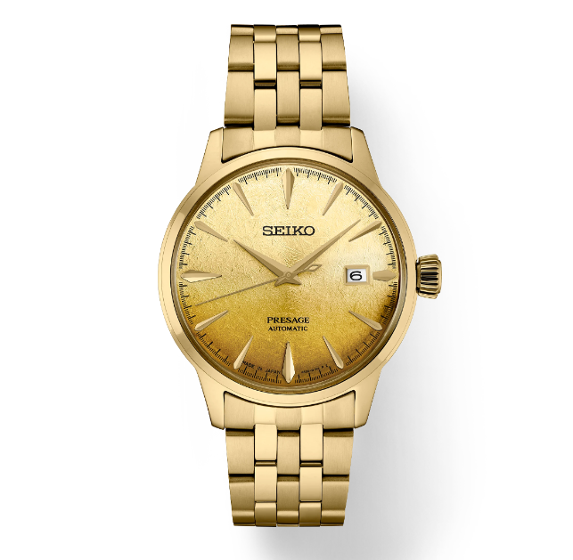 Seiko Presage cocktail time Automatic Gold Dial Stainless steel bracelet  40.5mm Men's Watch SRPK46