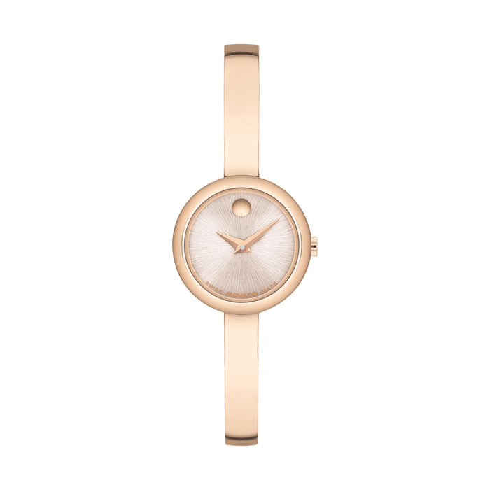 Movado Museum Bangle Warm Grey Dial Rose Gold Stainless Steel Women's Watch 0608064