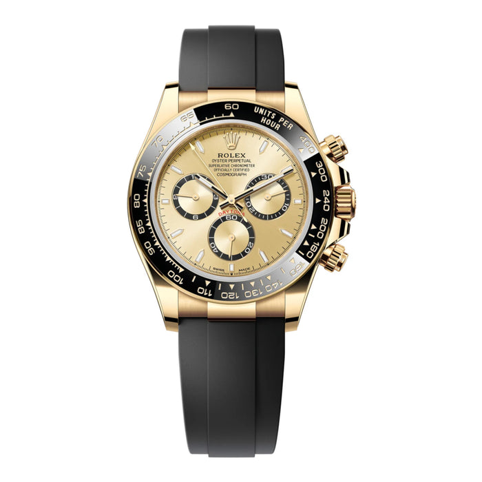 Rolex Cosmograph Daytona 40mm Yellow Gold Ceramic Bezel Champagne Dial Oysterflex New 2025 -126518LN