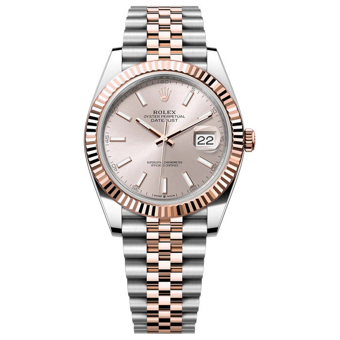Rolex Datejust 41mm Two-Tone Everose Gold Fluted Bezel Sundust Index Dial Jubilee New 2025 - 126331